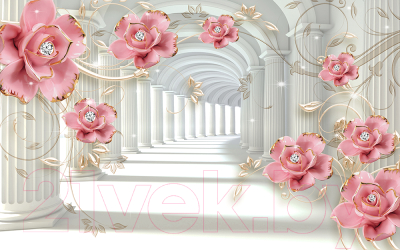 Фотообои листовые Vimala 3D Туннель с цветами (270x400)