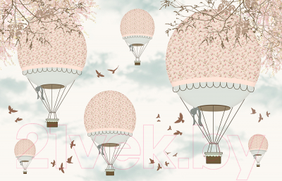Фотообои листовые Vimala Воздушные шары и птицы (270x400)