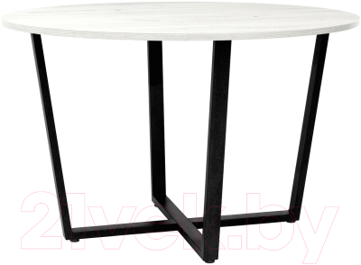 Обеденный стол Millwood Лофт Орлеан Л18 D120 (дуб белый Craft/металл черный)