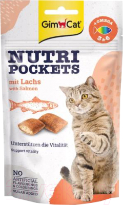 Лакомство для кошек GimCat Nutri Pockets с лососем / 927695 (60г)