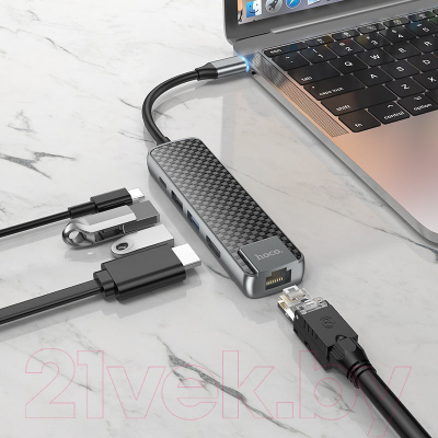USB-хаб Hoco HB23 (металлик)