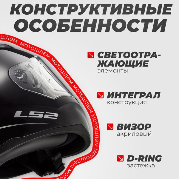 Мотошлем LS2 FF353 Rapid Solid (2XL, черный)