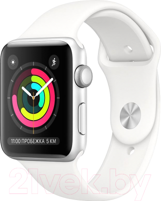 Умные часы Apple Watch Series 3 38mm / MTEY2 (алюминий серебристый/белый)