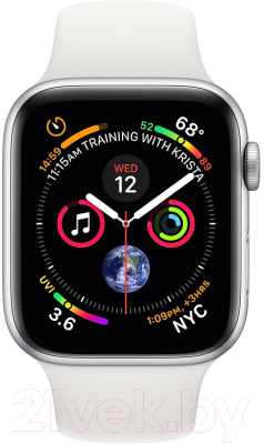 Умные часы Apple Watch Series 4 44mm / MU6A2 (алюминий серебристый/белый)