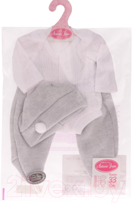 Набор аксессуаров для куклы Antonio Juan Боди с рукавами, серые ползунки, шапка / 91033-27