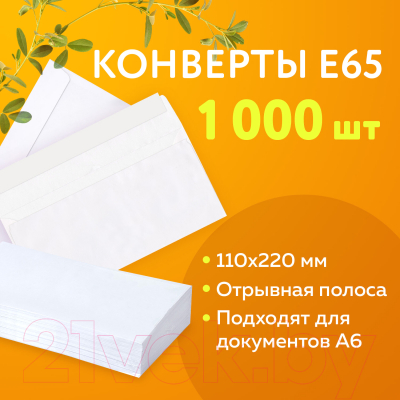 Набор конвертов почтовых Ряжская печатная фабрика Е65 / ш/к-70574 (1000шт)