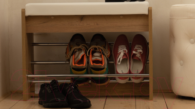 Изображение товара Банкетка ТриЯ Тайм тип 1 (дуб крафт золотой/кожзам белый)