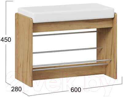 Изображение товара Банкетка ТриЯ Тайм тип 1 (дуб крафт золотой/кожзам белый)