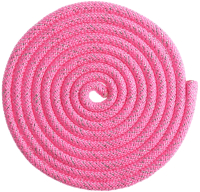Скакалка для художественной гимнастики Grace Dance 4446803 (3м, неон розовый/серебристый люрекс) - 