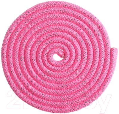 Скакалка для художественной гимнастики Grace Dance 4446803 (3м, неон розовый/серебристый люрекс)