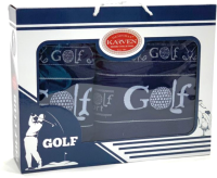 Набор полотенец Karven Golf махра 50x90/70x140 / HS 1551 (темно-синий, в коробке) - 