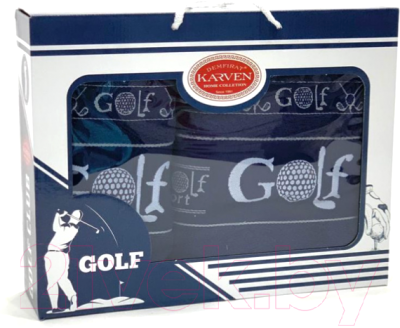 Набор полотенец Karven Golf махра 50x90/70x140 / HS 1551 (темно-синий, в коробке)