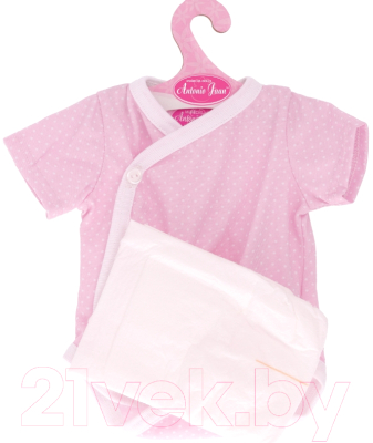 Набор аксессуаров для куклы Antonio Juan Боди розовое в горошек, подгузник / 91046-13