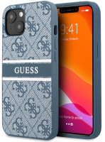 

Чехол-накладка Guess, 4G Leather With Printed Stripe для iPhone 13Mini / GUHCP13S4GDBL