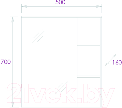 Шкаф с зеркалом для ванной Onika Легран 50.00У (205022)
