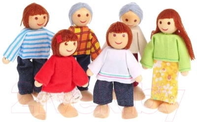 Набор кукол Наша игрушка Деревянно-текстильные куклы Семья / TNWX-6164