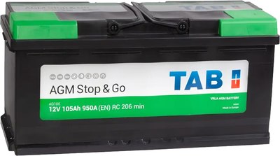 Автомобильный аккумулятор TAB EcoDry Stop&Go AGM R+ / 213105 (105 А/ч) - 