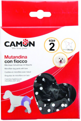 Гигиенические трусики для животных Camon из микрофибры C205/F (черный в горошек)