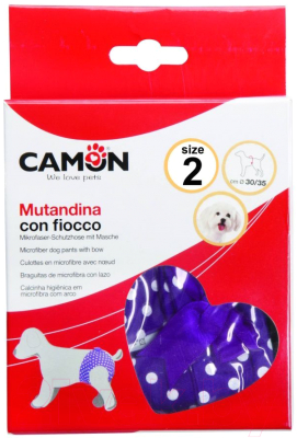 Гигиенические трусики для животных Camon Из микрофибры C206/B (фиолетовый в горошек)