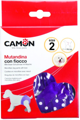 Гигиенические трусики для животных Camon из микрофибры C206/D (фиолетовый в горошек)