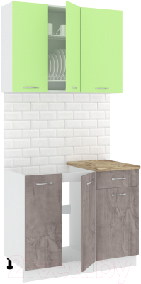 Готовая кухня Кортекс-мебель Корнелия Лира-лайт 1м (зеленый/оникс/мадрид)