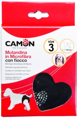 Гигиенические трусики для животных Camon из микрофибры C208/F (черный с сердечками)