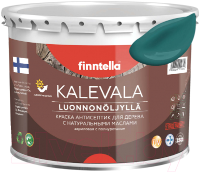 Краска Finntella Kalevala Матовая Malakiitti / F-13-1-3-FL035 (2.7л, темно-бирюзовый)