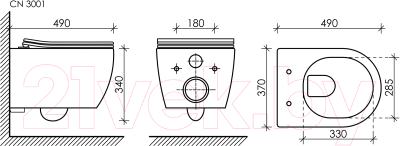 Унитаз подвесной с инсталляцией Ceramica Nova Rimless CN3001 + 040000 + L1 040011