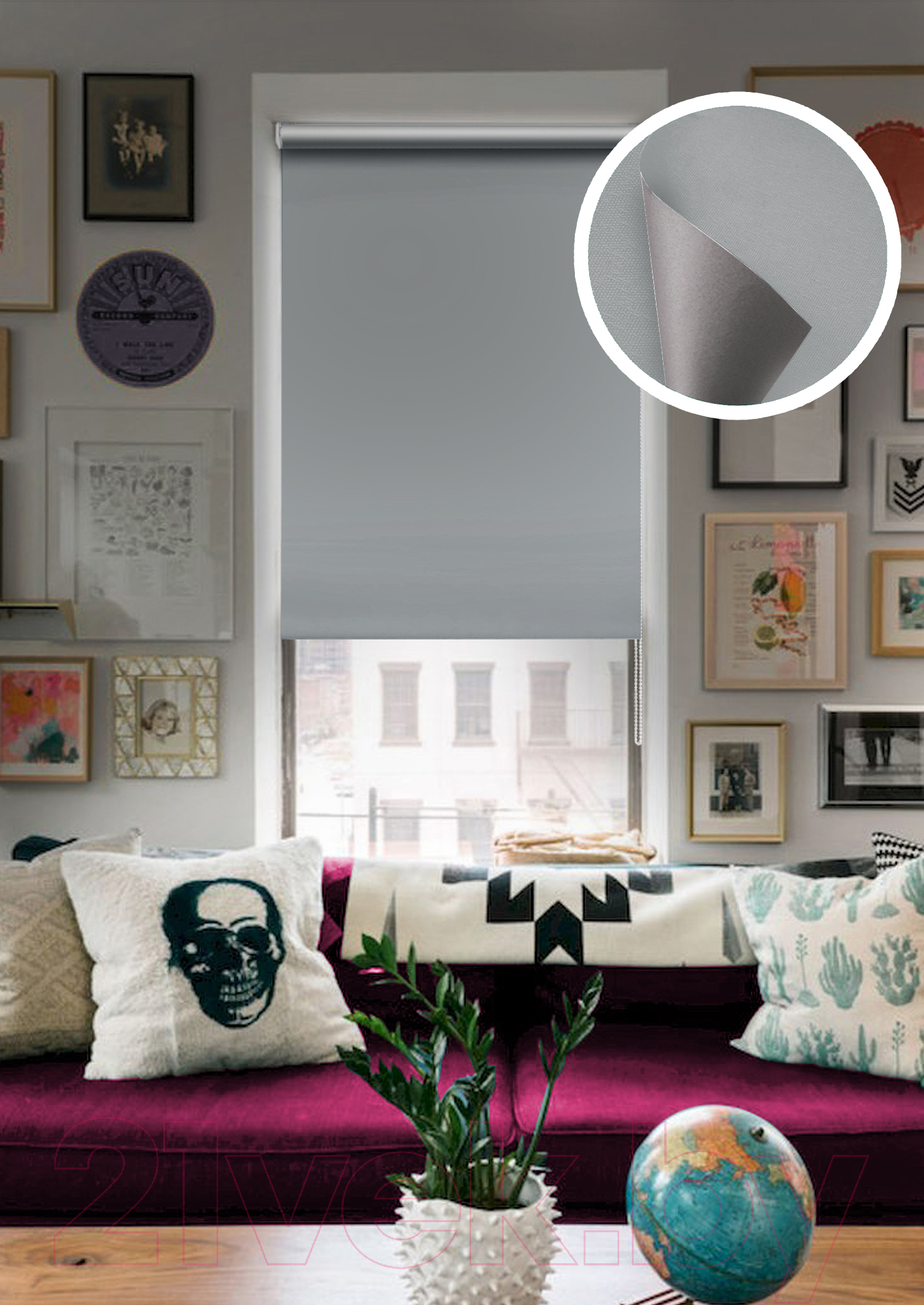 Рулонная штора Эскар Blackout 160x170 / 814621601601 (серый) — фото 3