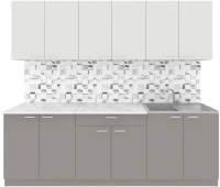 Кухонный гарнитур Агута Альфа 2.4 (глиняный серый/холодный серый/опал светлый) - 