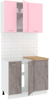 Кухонный гарнитур Кортекс-мебель Корнелия Лира-лайт 1м (розовый/оникс/дуб бунратти) - 