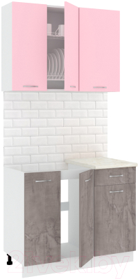 Готовая кухня Кортекс-мебель Корнелия Лира-лайт 1м (розовый/оникс/королевский опал)