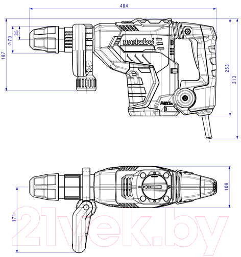 Профессиональный отбойный молоток Metabo MHEV 5 BL