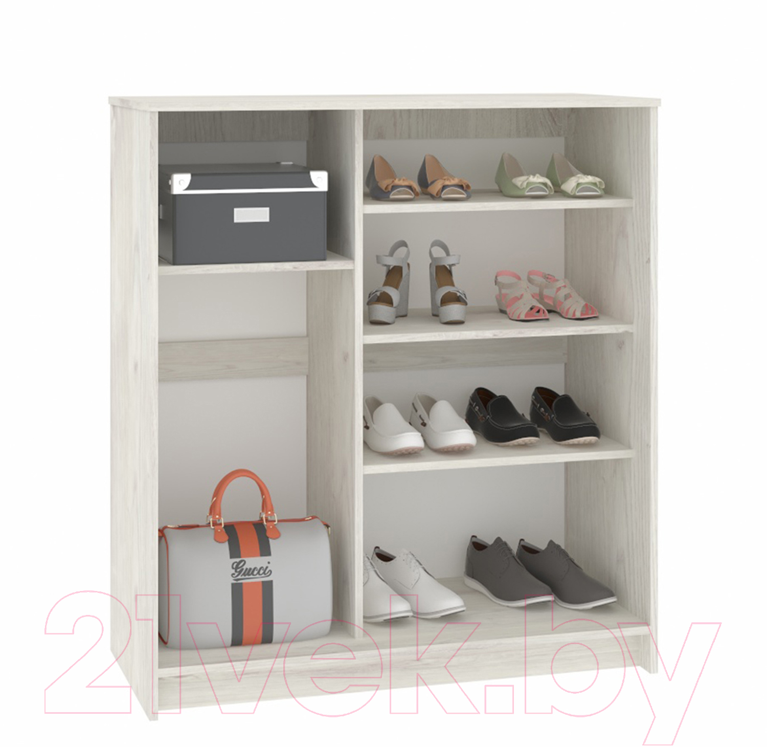 Шкаф для обуви Кортекс-мебель Сенатор ШК42 Классика ДСП с зеркалом