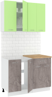 Кухонный гарнитур Кортекс-мебель Корнелия Лира-лайт 1.1м (зеленый/оникс/дуб бунратти) - 