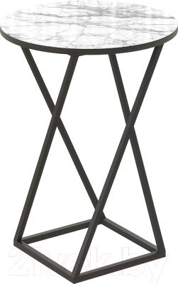 Журнальный столик ТриЯ ДП 1-03-05 исп.2 (черный/стекло с рисунком мрамор белый)