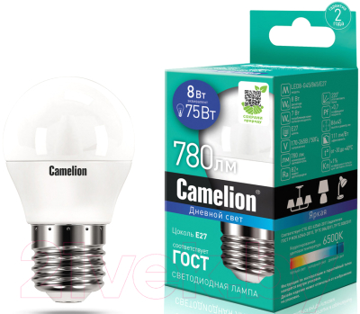 Лампа Camelion LED8-G45/865/E27 / 13373