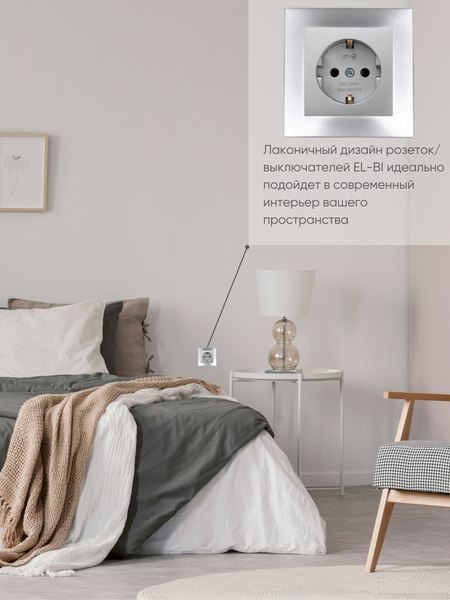 Розетка El-Bi Zena-Vega / 609-011000-217 (серебристый)