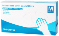 Перчатки одноразовые Vinyl Gloves Exam Clear (M, 100шт) - 