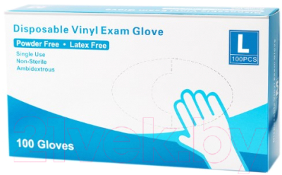 Перчатки одноразовые Vinyl Gloves Exam Clear (L, 100шт)