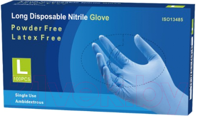 Перчатки одноразовые Nitrile Gloves Long NitrileExam (L, 100шт)