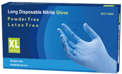 Перчатки одноразовые Nitrile Gloves Long NitrileExam  (XL, 100шт)