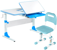 Парта+стул Anatomica Study-100 Lux-01 (белый/голубой/голубой) - 