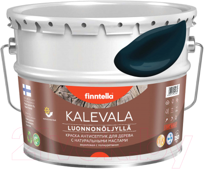 Краска Finntella Kalevala Матовая Ukonilma / F-13-1-9-FL008 (9л, темно-сине-зеленый)