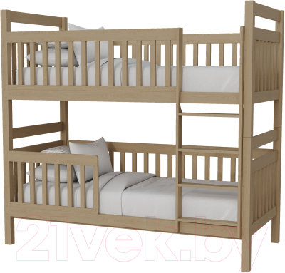 Двухъярусная кровать детская Kinderwood Вуди-3 200x90 (без ящиков, бесцветный)