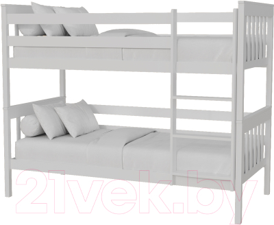 Двухъярусная кровать детская Kinderwood Вуди-4 160x80 (без ящиков, белый)