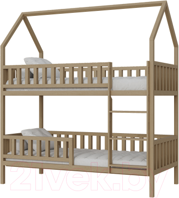 Стилизованная кровать детская Kinderwood Вуди-5 160x80 (без ящиков, бесцветный)
