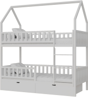Стилизованная кровать детская Kinderwood Вуди-5 160x80 (2 ящика, белый) - 