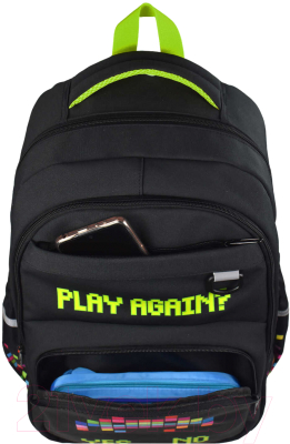 Школьный рюкзак Феникс+ Цифровая атака / 59278 (черный/зеленый)