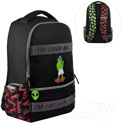 Школьный рюкзак Феникс+ Инопланетянин / 59319 (черный)